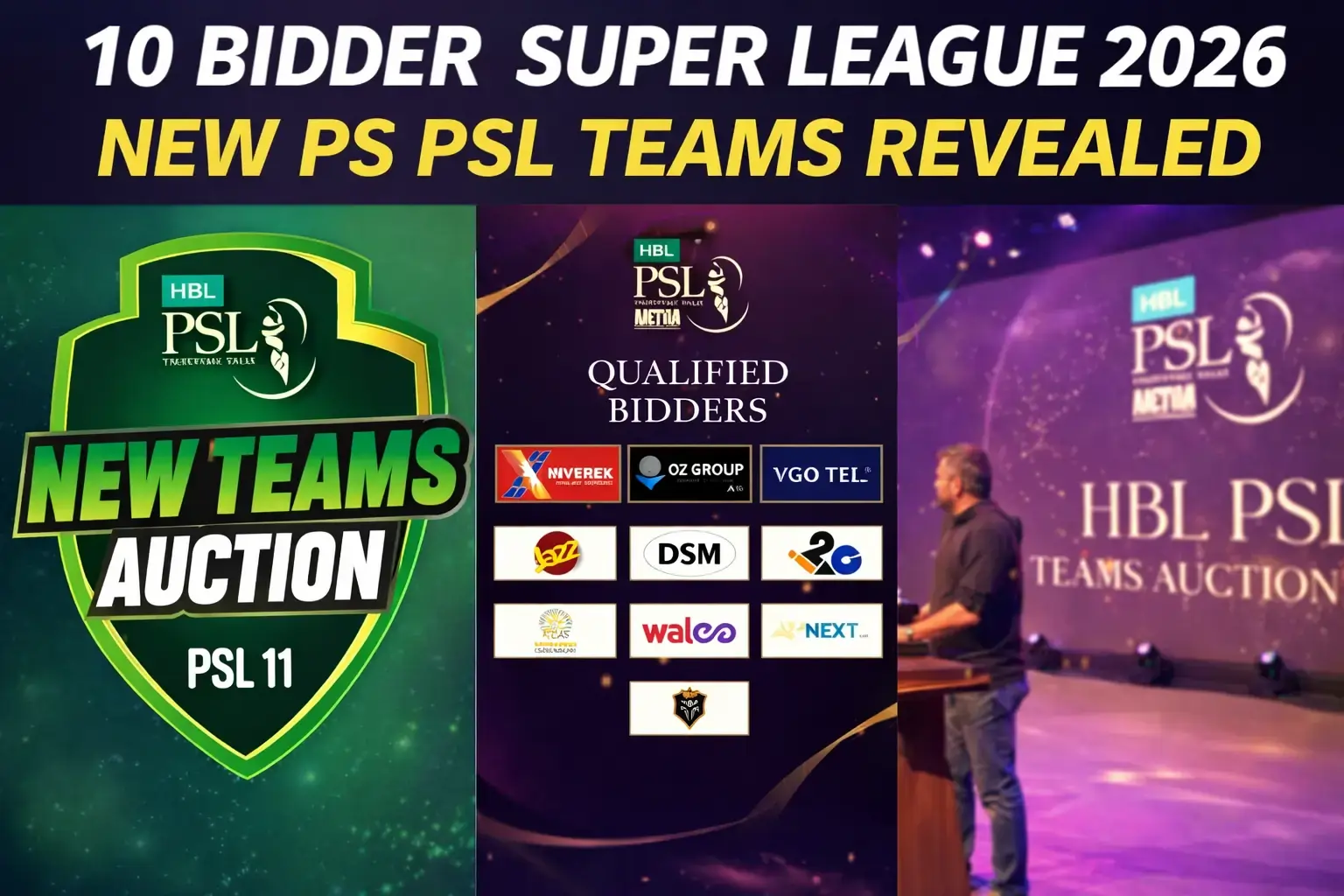 PSL 11 Auction 10 Final Bidders for New Teams Revealed!